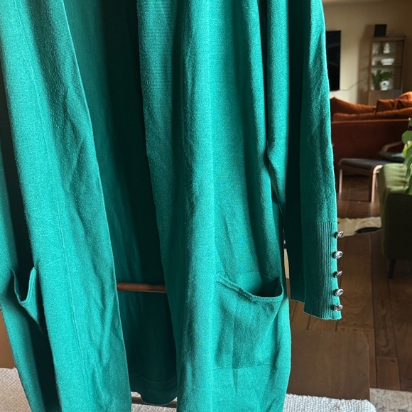JM Collection Turquoise Knit Cardigan - Picture 4 of 10